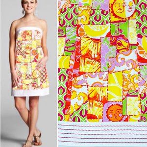 Lily Pulitzer Bowen Happiest Hour Patchwork Strapless Mini Dress